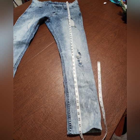 Calvin Klein Men's Light Blue Distressed Skinny Jeans - Picture 3 of 12